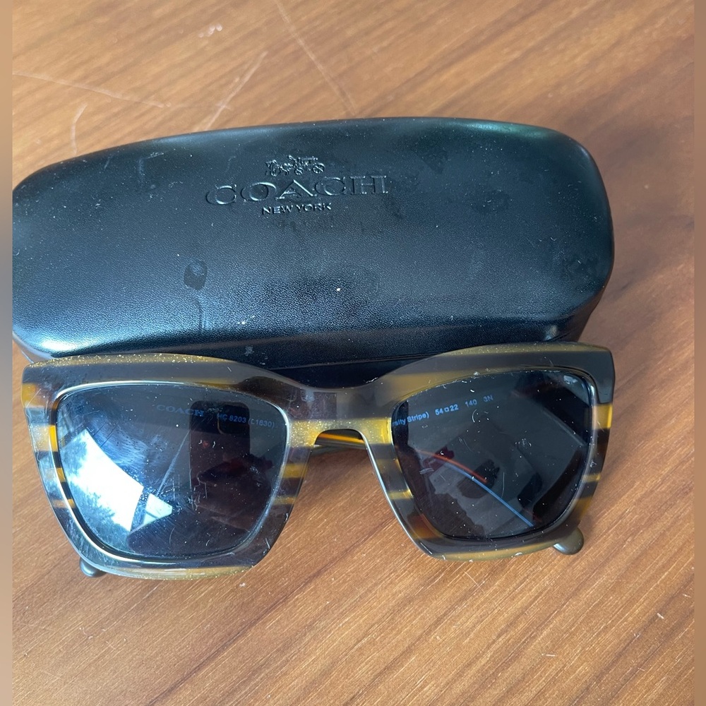 Coach 544180 Blue Honey Glitter Varsity Stripe Sunglasses